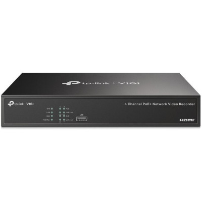 TP-Link VIGI NVR1004H-4P, 4 kanály, 80Mbps, H.265+, 1x SATA, max. 10 TB, 4x PoE+, 2x USB, VGA, HDMI